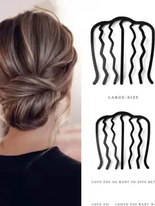 Plain Metal Coating Hair Clips, Casual U-shaped Hair Clip, Hair Side Hair Comb Clips, Hair Pins for Women & Girls, Minimalist Headwear Suitable for Thick Hair, Hair Pin Set