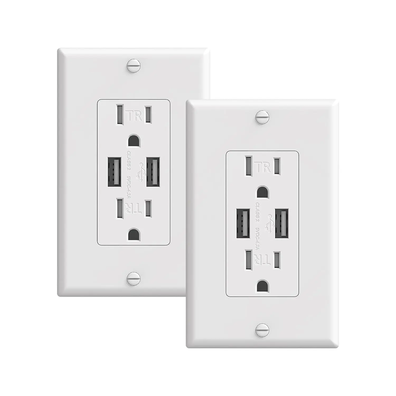 15A USB Wall Outlets, ETL Listed, 2 Pack,Replacement Receptacles