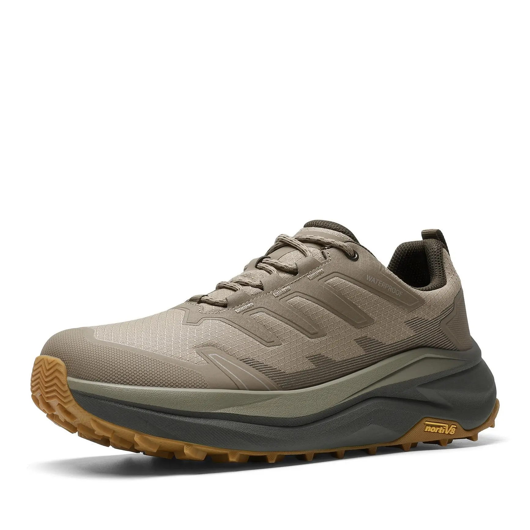 NORTIV 8 Men's Waterproof Wide Toe Box Barefoot Hiking Shoes - 5mm Low Drop, Cushioned Comfort, 4mm-Lug Trail Grip for Hiking, Outdoor Walking