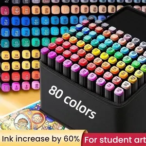 80 Color Dual Tip Marker Set, Drawing Art Supplies, Office Stationery, Highlighters Markers Graffiti Pens, Halloween Christmas Gift