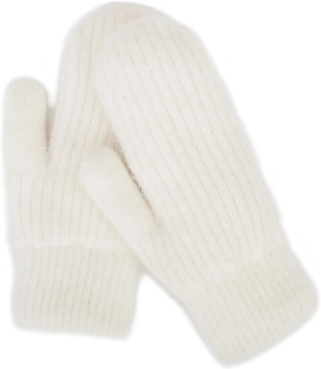 Women Men Winter Warm Mittens - Fashionable Stretchy Knit Gloves Cold Weather Soft Faux Rabbit Fur Mittens