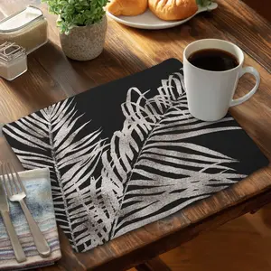 Begin Home Decor C4BP1418FCUG77 14 x 18 in. Tropical Gold Leaves Braided Polyester Placemat - Home Decor - Set of 4