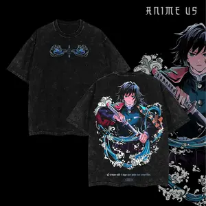 [COLLECTION] Hashira Demon Slayer T-Shirt - Kyojuro Rengoku, Giyu Tomioka, Tengen Uzui, Iguro Obanai, Gyomei Himejima, Mitsuri Kanroji - Anime Double Printed Vintage Washed Tee Unisex Oversize Anime Manga Washed Heavyweight Cotton T-shirt
