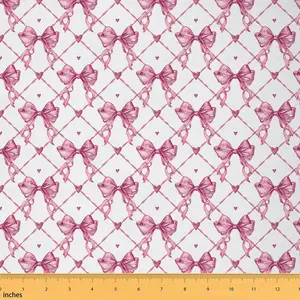 Bow Fabric by The Yard,2 Yard,Bow Textile Waterproof Fabric,For Decor Cute Bowknot Upholstery Fabric for Chairs,Kawaii Pink Reupholstery Fabric