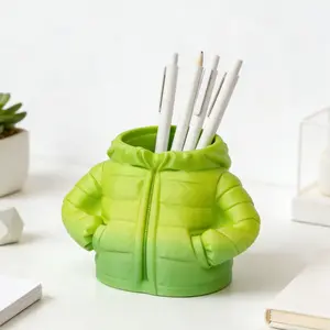 Creative 3D Printed Down Jacket Pen Holder, Multi-Purpose Desktop Organizer, Pencil Storage Box for Stationery, Makeup Brushes, Office Decor