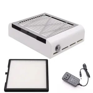 Electric Nail Dust Collector Machine, Nail Vacuum Suction Fan with Reusable Filters, Stainless Steel Nail Dust Cleaner, Dust Extractor Manicure Tool for Acrylic Gel Nail Polishing, White Nail Art Nail Care