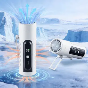 Cooling Plate 5-Speed Portable Fan with Turbo Airflow, LED Display, Clip-On Waist Clip, Rechargeable via Type-C – Ideal for Outdoor Travel