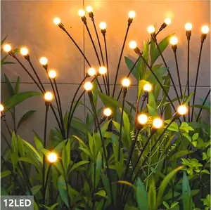 Solar Firefly Garden Lights Outdoor Waterproof, Upgraded Swaying Solar Lights, Wind Dancing Firefly Lights for Yard Patio Pathway Lawn Decor, Warm White, Gifts for Women & Grandma (2 Packs 24LED / 4 Packs 48LED)