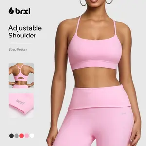 BRXL Sports Bras for Women Y Back Workout Sport Bras Halter Adjustable Straps Low Impact Yoga Bra with Sewn in Pads#Summervibes-1,summerwins