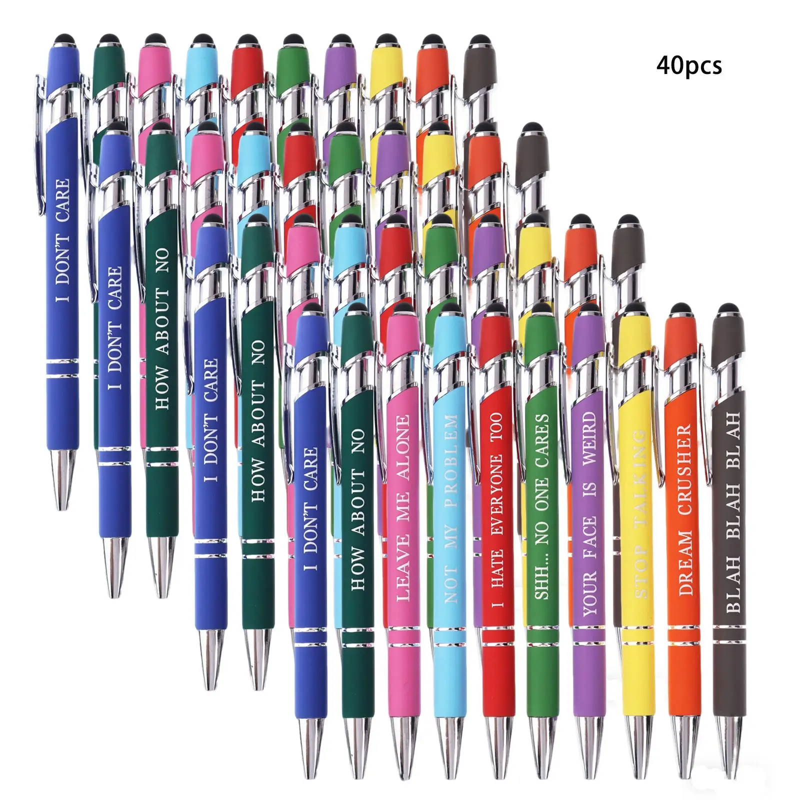 2 in 1 Retractable Ballpoint Pen & Touch Screen Stylus Pen Set, 40pcs Writing Pens, Stationery Writing Tools, Stationery Supplies, School Supplies Students Stationery, Summer Essentials