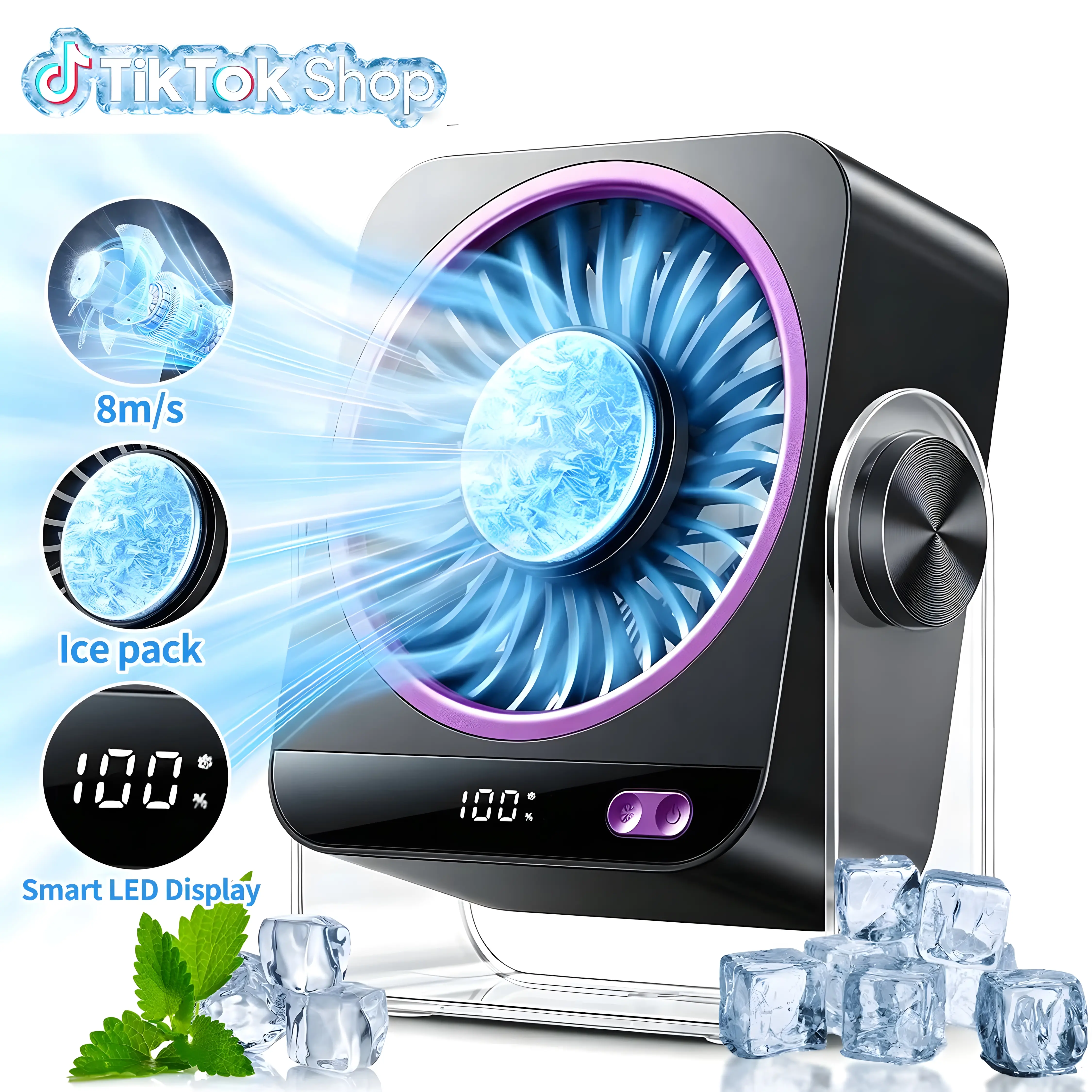 Desktop Fan – Quiet Portable Turbo Table Fan for Office/Bedroom, White Noise Fan, Air Circulator with 199 Vortex Airflow Levels, 180° Adjustable Tilt, Digital Display, Low Noise, Rechargeable Battery, Wall-Mounted Design for Home, Office & Travel, Small T