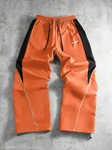 Men's Summer Loose Wide Leg Sportswear Pants, Quick-Dry Breathable Fabric, Anti-Fray Wear-Resistant, Colorblock Stripes, Casual Style