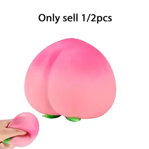 1/2PCS Anxiety Squishies, Fidget Cube Stress Relief, Peachs Fruit Slow Rising Soft Toy Stress Relieve Gift, Made of Safe and Flexible Material, Durable and Compact., Suitable for All Ages, Kawaii Squishies, Pink and Yellow