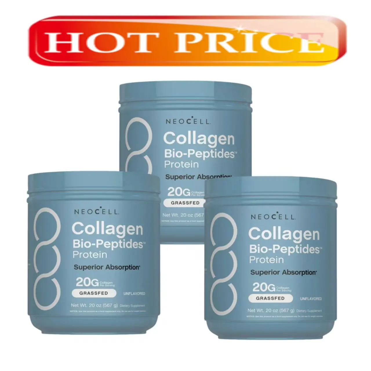 NeoCell Collagen Peptides Powder | 22oz | Super Hair, Skin, and Nails | Superior Absorption | Grassfed Protein Supplement | Advanced with 18 Essential Amino Acids