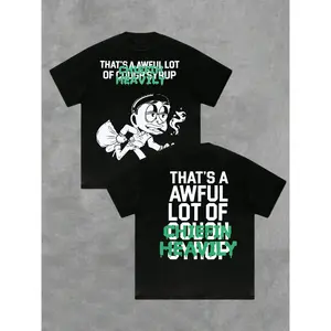 Men's Casual Short Sleeve T-Shirt, Casual Style Tee, Cartoon Character Print + Letter Slogan, Comfortable Fabric, Street Style, Fitted Design, Streetwear, Casual Street Fashion, Menswear