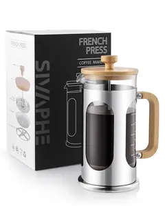Sivaphe Wooden French Press Coffee Maker 1000ml,Plastic-Free Cafetiere Coffee Plunger 34oz, Borosilicate Glass with Bamboo Handle Lid,8 Cups/1L outdoorfun