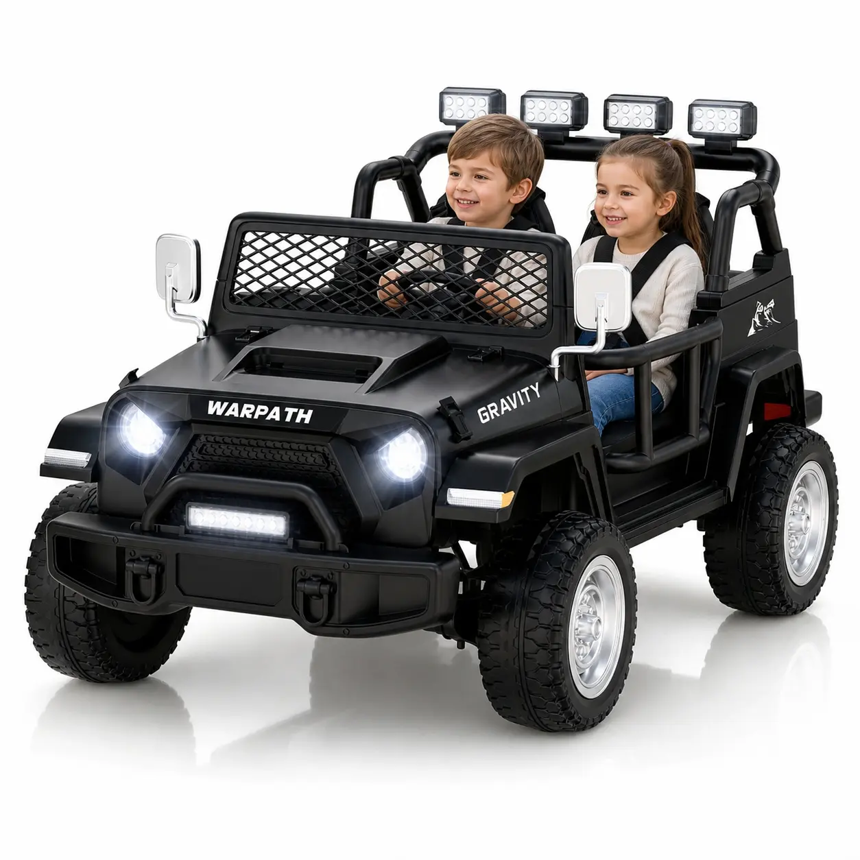 Little Haven 2-Seater 24V Off-Road Ride-On Truck for 3-8 Years, 4WD 200W BPA-Free Kids Electric Car, Backyard Off-Roading, Parent Remote Control, 3-Point Harness, EVA Tires, LED Lights, Built-In Multimedia Center, Up to 4.5Mph