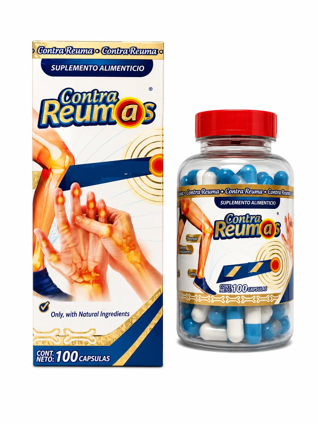 Contra Reuma 100 Capsules - Suplemento Natural - Dietary Supplement for Joint Support