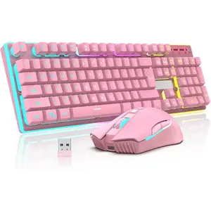 K10  Gaming Keyboard and  Combo, LED Backlit Rechargeable 3800mAh , Mechanical Feel Anti-ghosting Keyboard + 7D 3200DPI Mice for PC Gamer ()