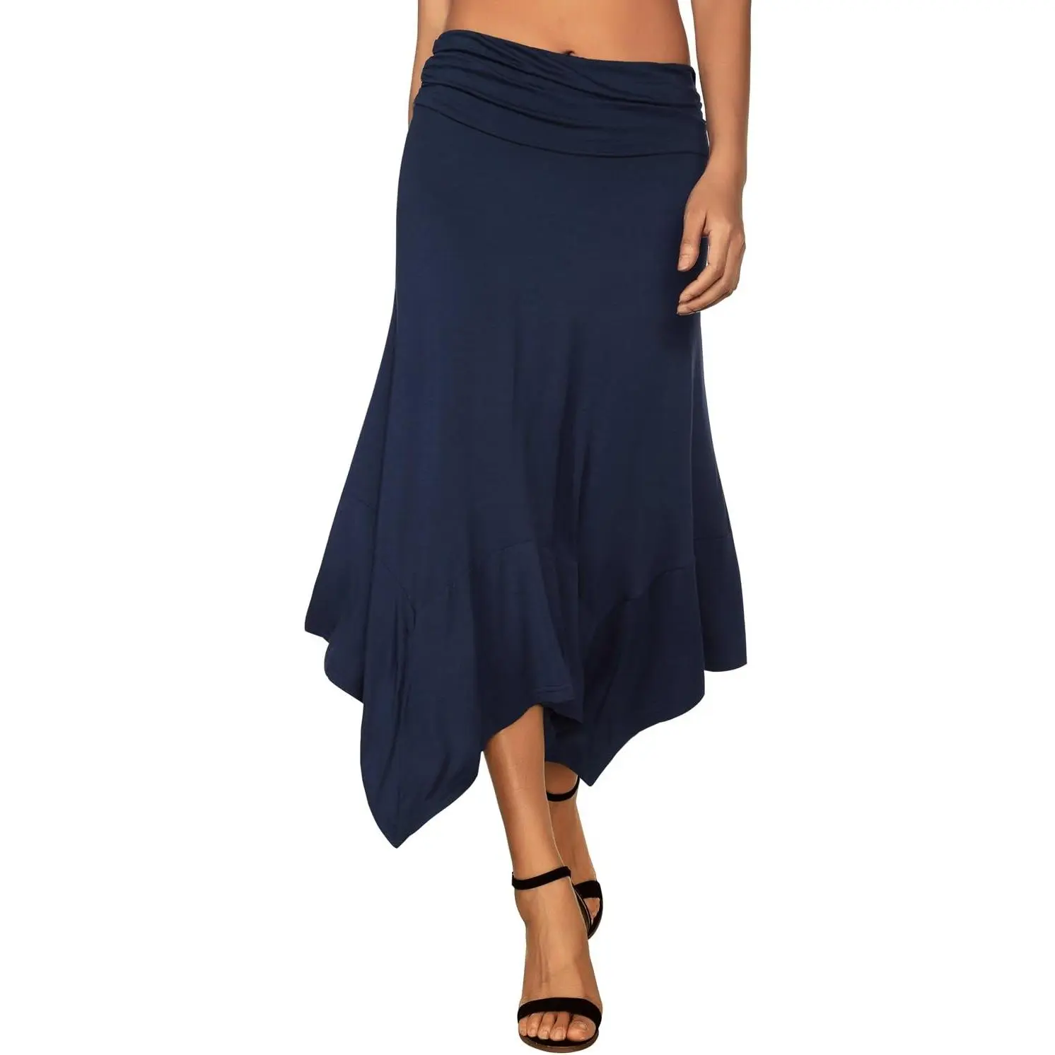 Women's Flowy Handkerchief Hemline Midi Skirt