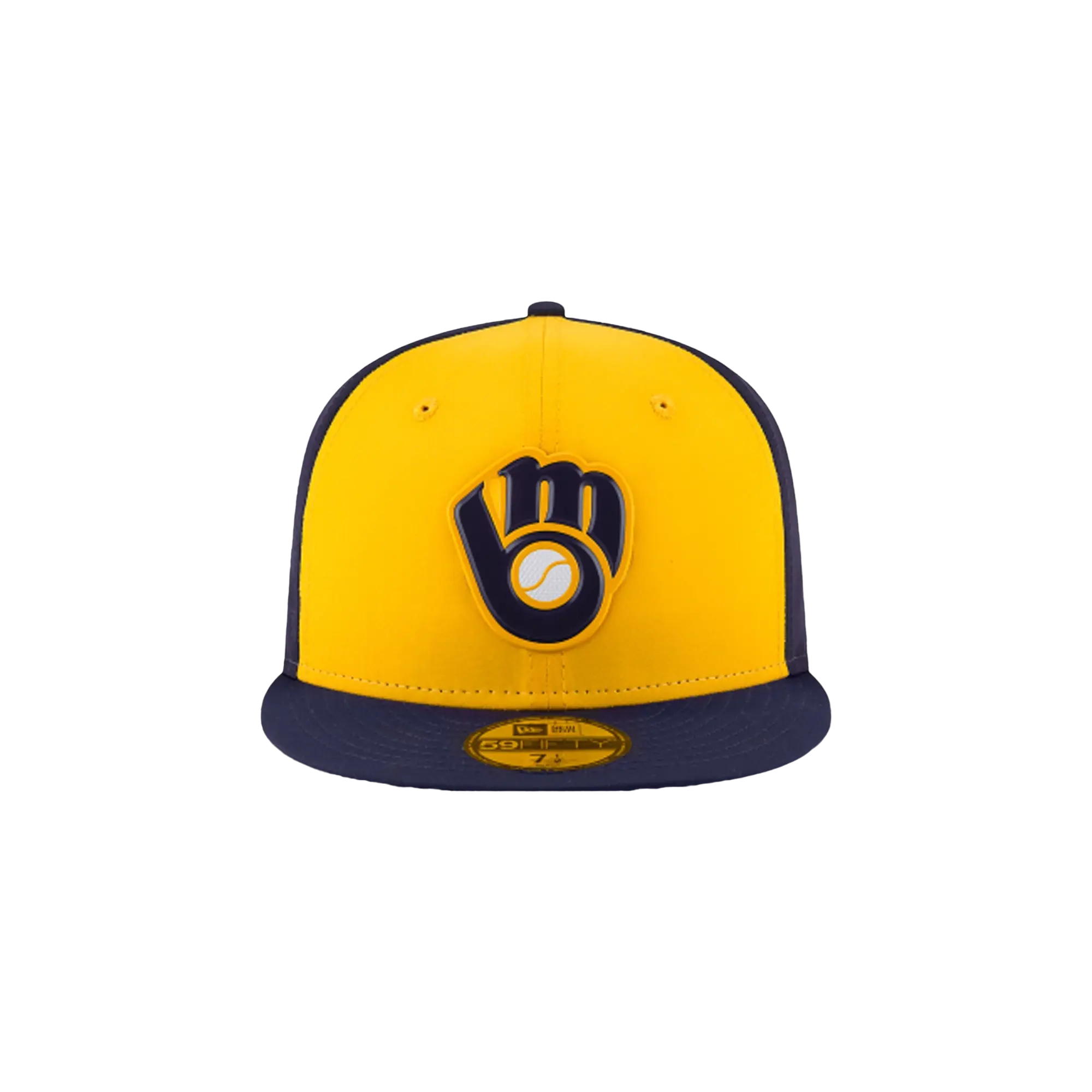 59FIFTY Milwaukee Brewers Authentic BP Fitted Hat "Yellow / Navy - Brim" NE654