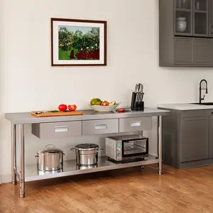 YITAMOTOR 60" X 24" NSF Stainless Steel Table with 3 Drawers, Work Table with Drawer, Metal Table Prep Table for Commercial Home Kitchen Restaurant Garage Warehouse
