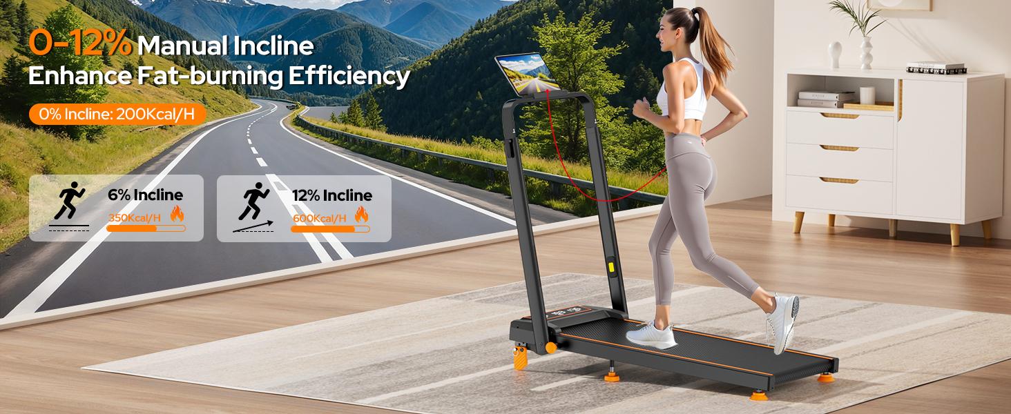 Trisomy 4-in-1 Compact Foldable Treadmill with 12% Incline, Adjustable Handlebar, 3.5HP Motor - Under Desk Walking Pad for Home Gym, 350lbs Heavy Duty HSM-T12C1, Fitness For Everyone