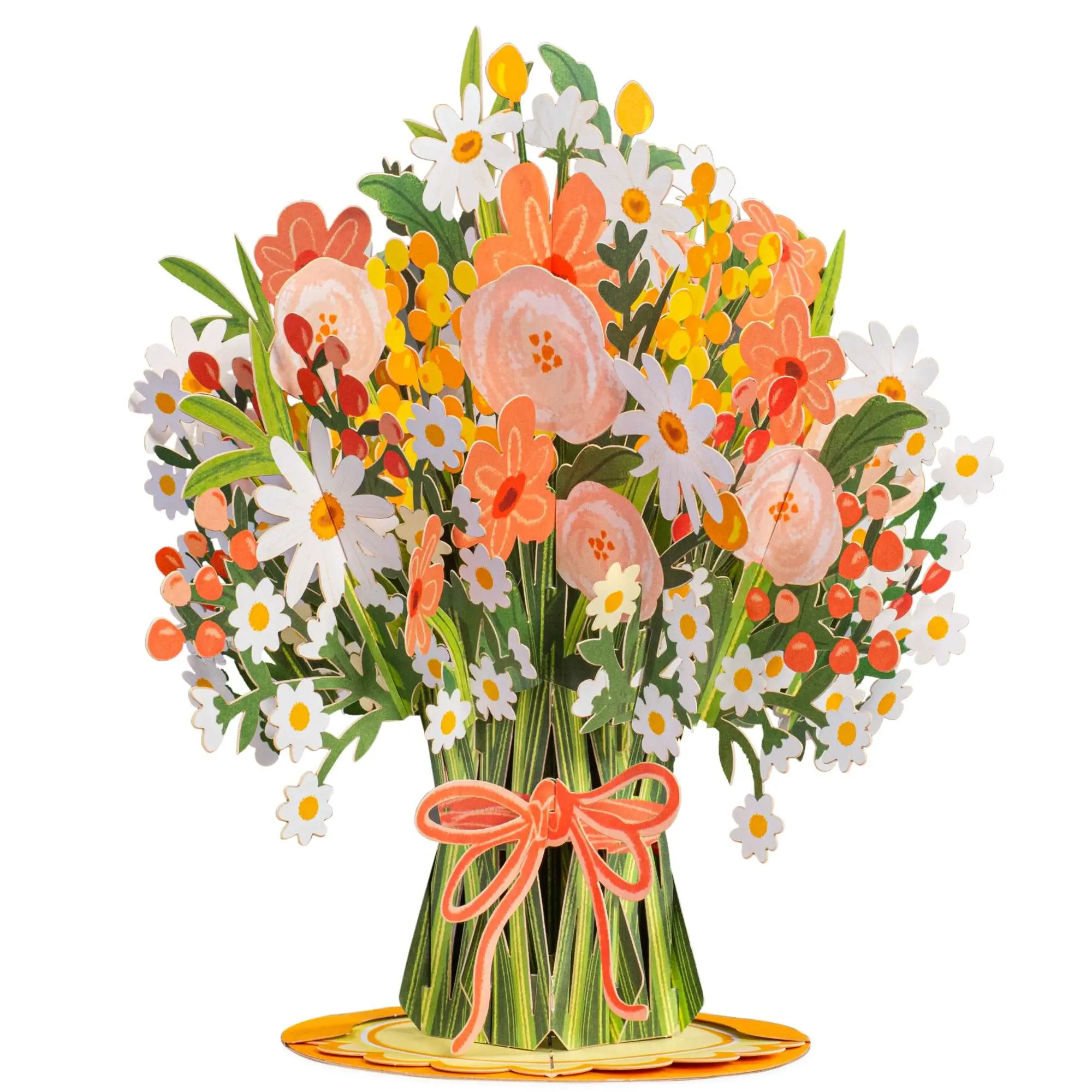 Paper Love Daisy Delight Oversized 2-in-1 Detachable Pop-Up Card with Keepsake, 10x7in Intricate Laser-Cut Details, 3D Flower Bouquet, Cheerful Colors for Mother's Day & Anniversaries, Office Stationery, Flowers, 2-In-1 Design