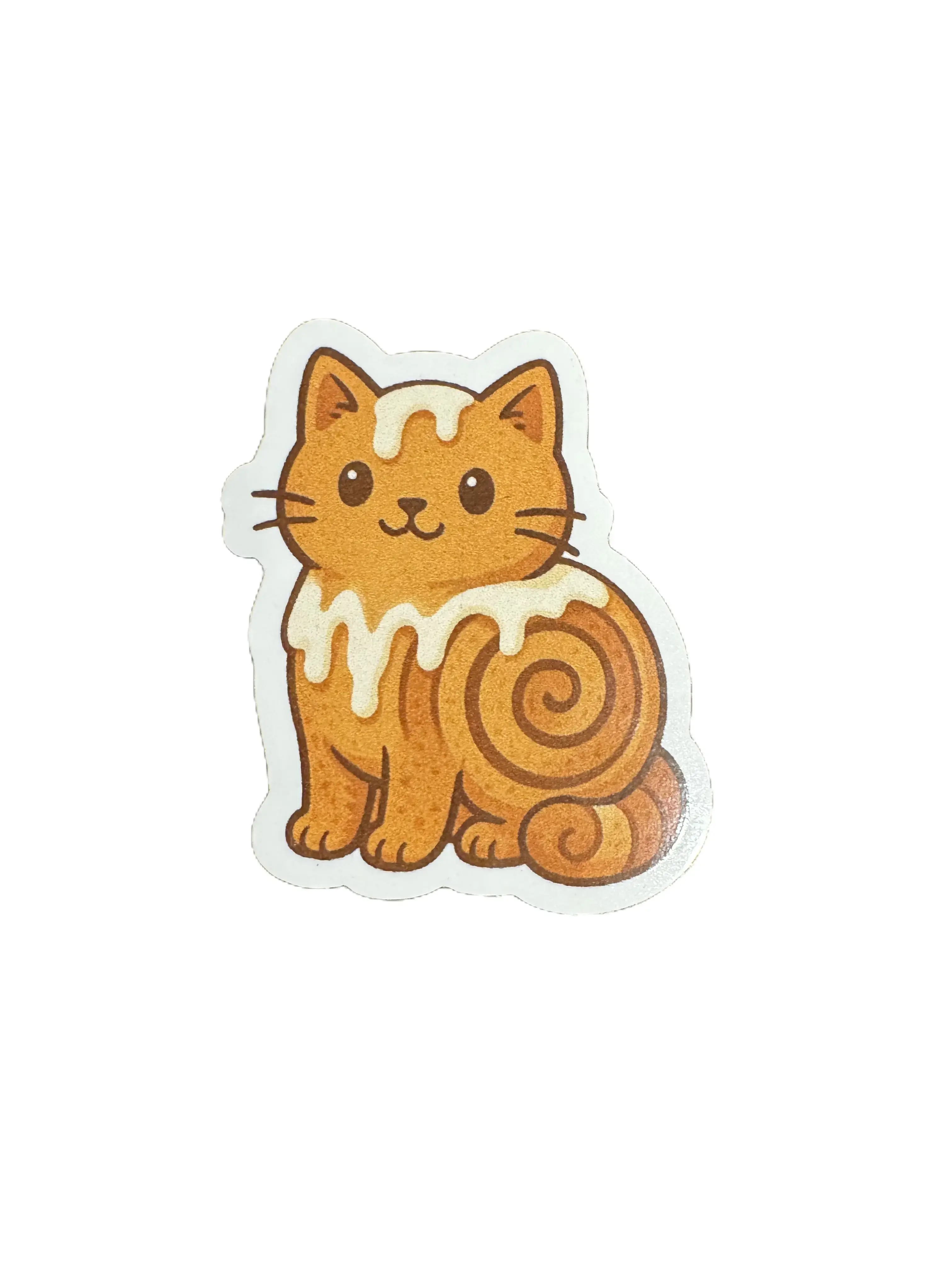 Cinnamon Roll Cat Vinyl Sticker - Sweet Swirly Adorable Design for Laptops Water Bottles Notebooks - Waterproof Durable Premium Vinyl Glossy Protective Laminate
