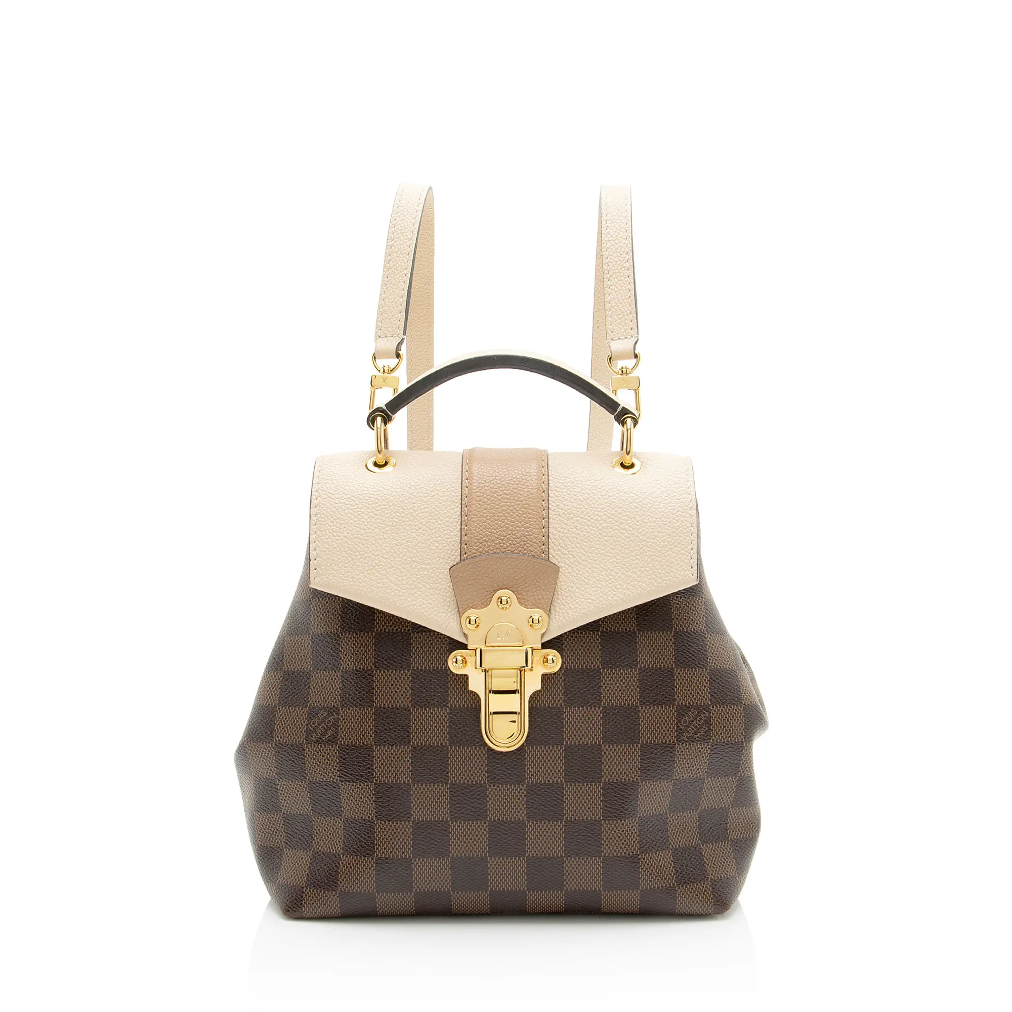 Pre-owned Louis Vuitton Leather Backpacks Damier Ebene Clapton Backpack