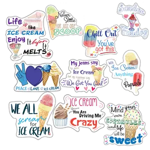 Ice Cream Stickers, Ten Vinyl Stickers Supporting Ice Cream, Great Ice Cream Gift, Decorative Stickers