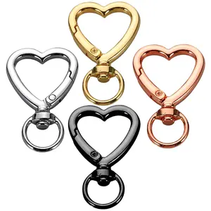 1PC Heart Shape Keychains Cute Keychain Metal Spring Keychain Clip Hardware Accessories for Handbag DIY Bags Keys Card Holders Crafts