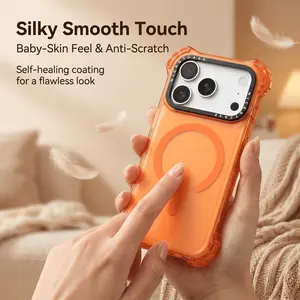 NICESTCASE Orange Resin Protective Casing Cover for iPhone 16-17, Shockproof Cellphone Accessories with 7.5 ft Military-Grade Drop Protection, N52 Strong MagSafe Magnetic Attachment, 4.5 Anti-Yellowing, 3D Camera Protection, Comfortable Handheld Touch