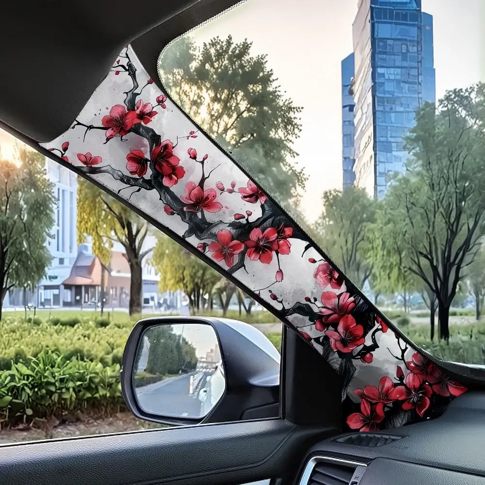 Jdm Car Interior A-Pillar Modification Kit, Universal Style Upgrade with Ink Painting Design, Self-Adhesive Elastic Patch Set, Car Interior Decorative Accessory, Car Accessories