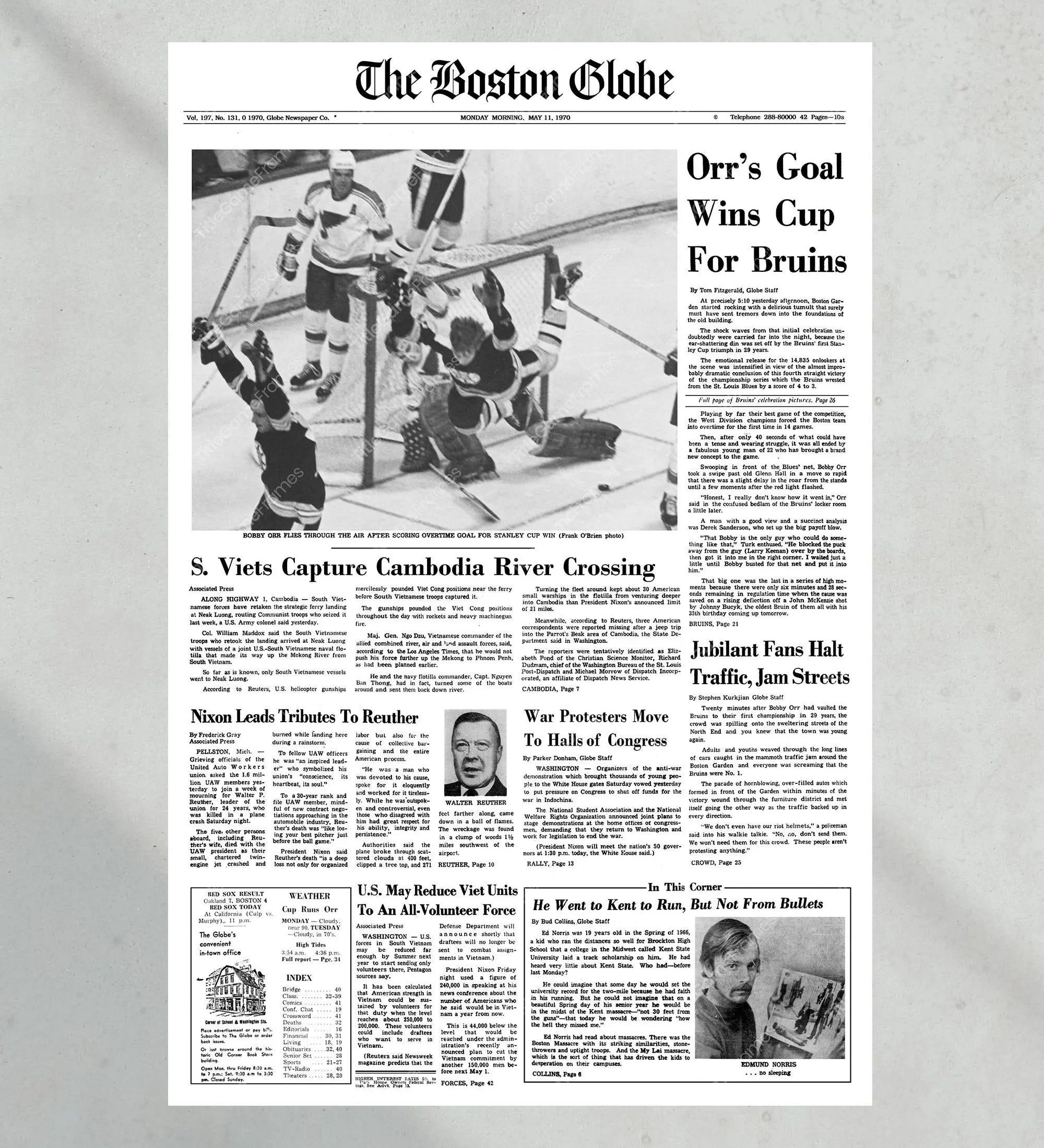 1970 Boston Bruins Stanley Cup Champion Unframed Poster Print