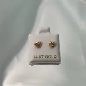 14k Gold Heart Screwback Earring with Light Pink Stone Elegant Jewelry Gift