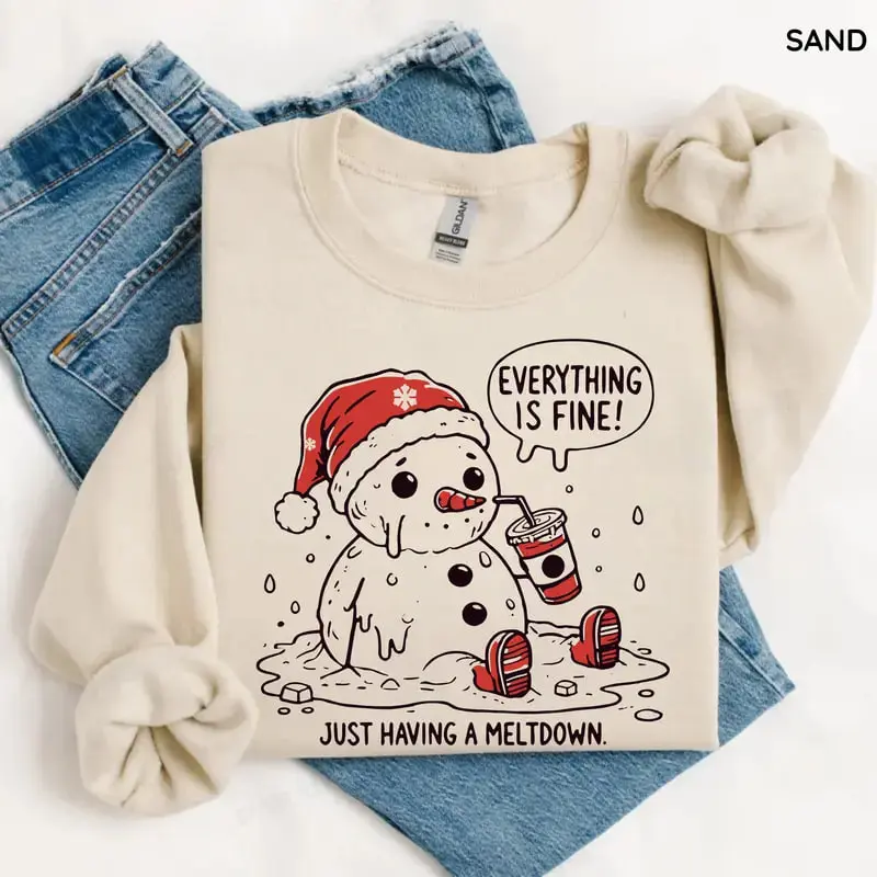 Gildan Having a Meltdown Christmas Sweatshirt/Tshirt, Cute Snowman Sweatshirt, Funny Christmas Gift, Women Favorite Top, For Woman