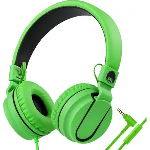 950 Wired Headphones for  Girls Boys for School Classroom with Microphone, -Ear Foldable Corded Headphones with Jack 3.5mm for Laptop  Tablet Chromebooks Black Green