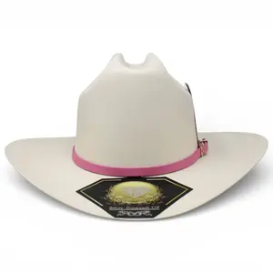 Sombrero 1000X Virgen Estilo Sinaloa con Plumas Toquilla Rosa
