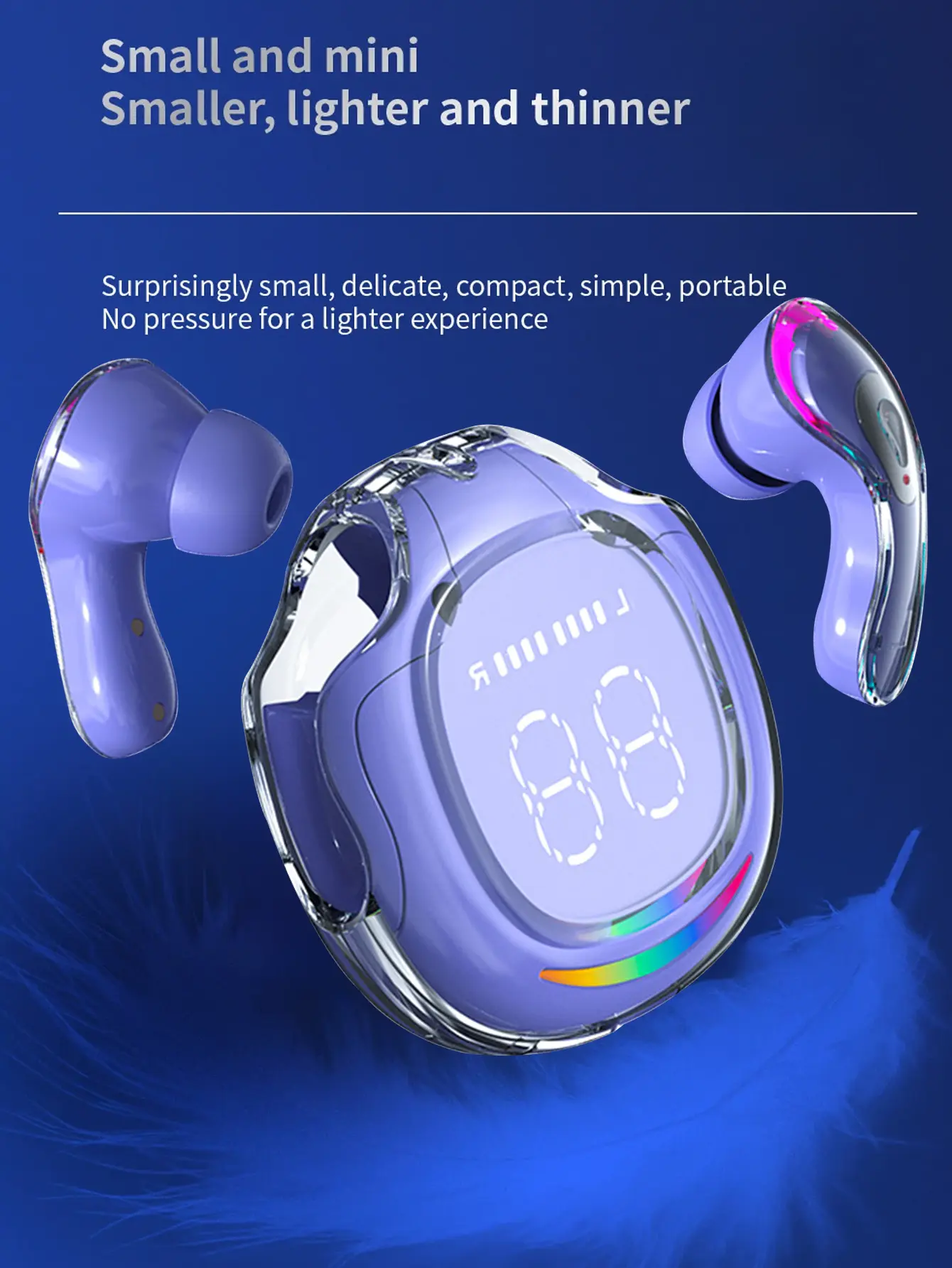 Greatwall KH-6  Purple LED Power Display Earbuds | Touch Control & Immersive Gaming Sound  Sweatproof Stereo Earphones for Sports/Running | 30H Playback & HD Mic Headset Audio headphones bluetooth