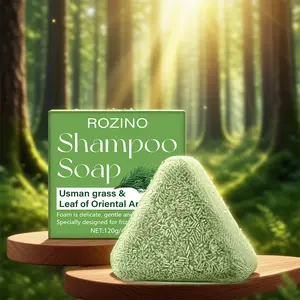Rozino Usman Grass & Leaf ofOriental Arborvitae Shampoo Soap with Rosemary OilCoconut Oil & Ginseng Gentle Cleansing Nourish ScalpRepair Damaged Hair 120g
