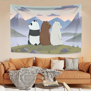 We Bare Bears Print Tapestry - Polyester Fabric, Exquisite Patterns, Soft Texture, Ideal for Sofa and Bed Decoration, Bohemian Home Decor,summerwins