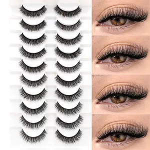 10 Pairs Cross Messy Volume Eyelashes, 10-12mm Lash Extensions, Perfect for Dates & Daily Wear, Soft Natural Look, Volume Cluster Lashes