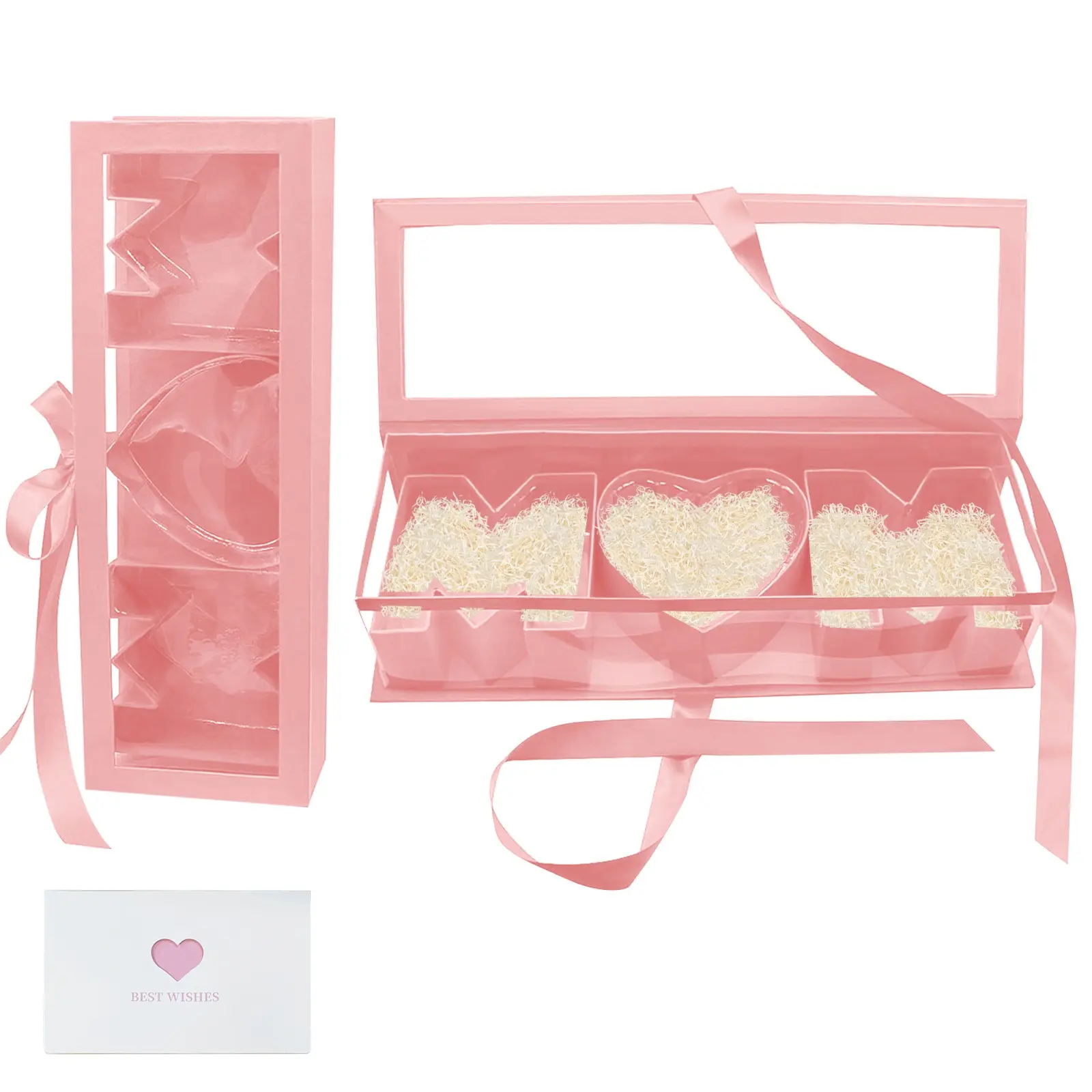 2pcs Flower Gift Box Mother's Day MOM Gift For Mom Cardboard Letter Shaped Fillable Chocolate Strawberry Candy Packaging