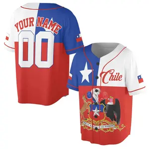 Customize Your Name & Number on 2025 Chile Flag Coat of Arms Baseball Jersey - Personalized Sports Apparel for Chilean Fans