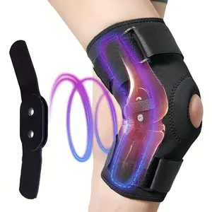 [Adjustable Knee Brace] 1pc Plus Size Adjustable Knee Brace |   Hinged Open Patella Support with Side Stabilizers, Breathable Black Running Knee Pads for Sports & Casual Wear, Comfortable Fit, Secure Fit Design