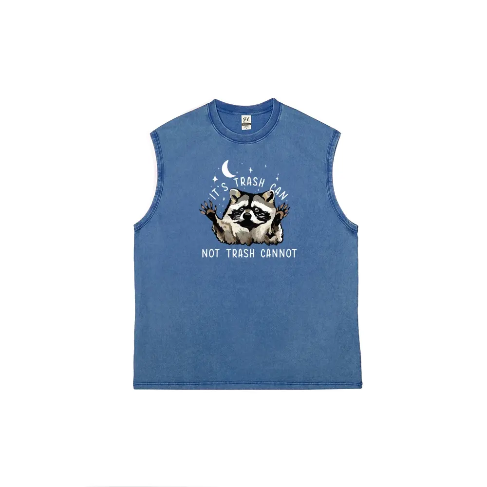 It's Trash Can Not Trash Cannot Fun Raccoon Men's vintage washed pure cotton vest