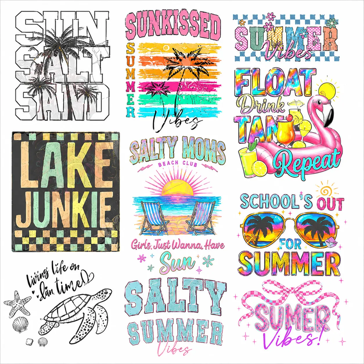Summer Time 3 Gangsheet DTF Heat Transfers - Heat Transfer Prints, DIY Material for Toys & Hobbies Specialty DIY Supplies