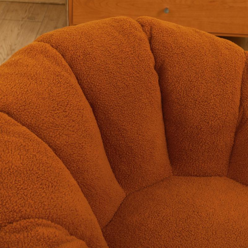 Large Bean Bag Chair with Arms & Backrest, Plush Faux Fur Lounge Chair for Adults | High-Density Foam Fill, Orange Reading & Gaming Chair