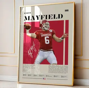 [Sale up to 35%+FREE SHIP+NO FRAME] Baker Mayfield Oklahoma Sooners Poster Sports Art Print Fan Gift, Poster, Sports Poster, Football Poster, Wall Art